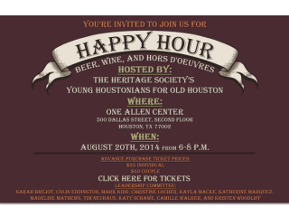 Heritage Society hosts "Young Houstonians for Old Houston" Happy Hour