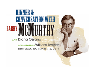 Center for Houston's Future hosts "Dinner and Conversation with Larry McMurtry and Diana Osanna"