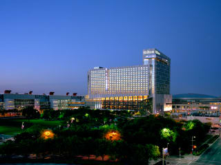 Hilton Americas-Houston anniversary celebration December 2013 Hilton Americas exterior night