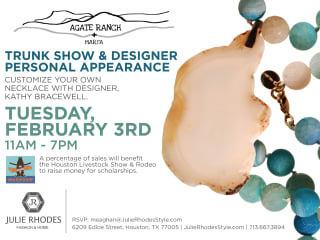 Designer appearance and trunk show: Kathy Bracewell of Agate Ranch + Marfa