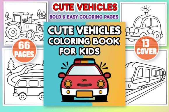 Cute Vehicles Coloring Book Cover