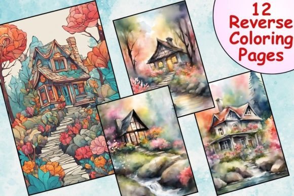 Rocky Forest House Reverse Coloring Pages