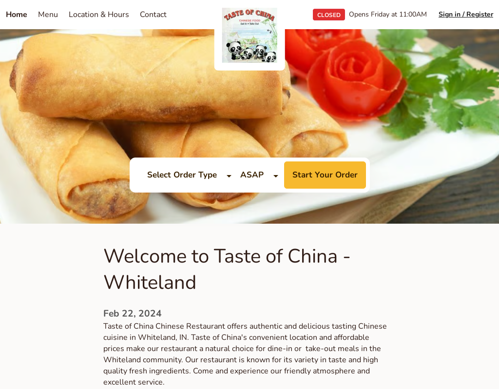 TASTE OF CHINA | Order Online | Whiteland, IN | Chinese Takeout & Delivery