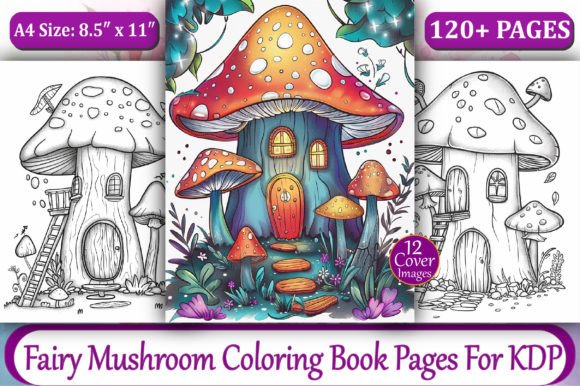 Fairy Mushroom House Coloring Scene