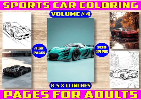 Sports Car Coloring Book Cover for Adults