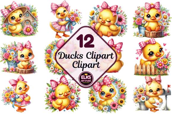 12 Ducks Clipart Sublimation Design