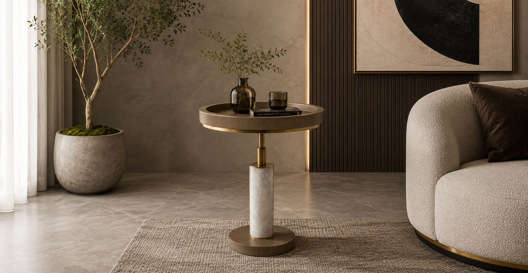 AURELIA Marble Pedestal Table