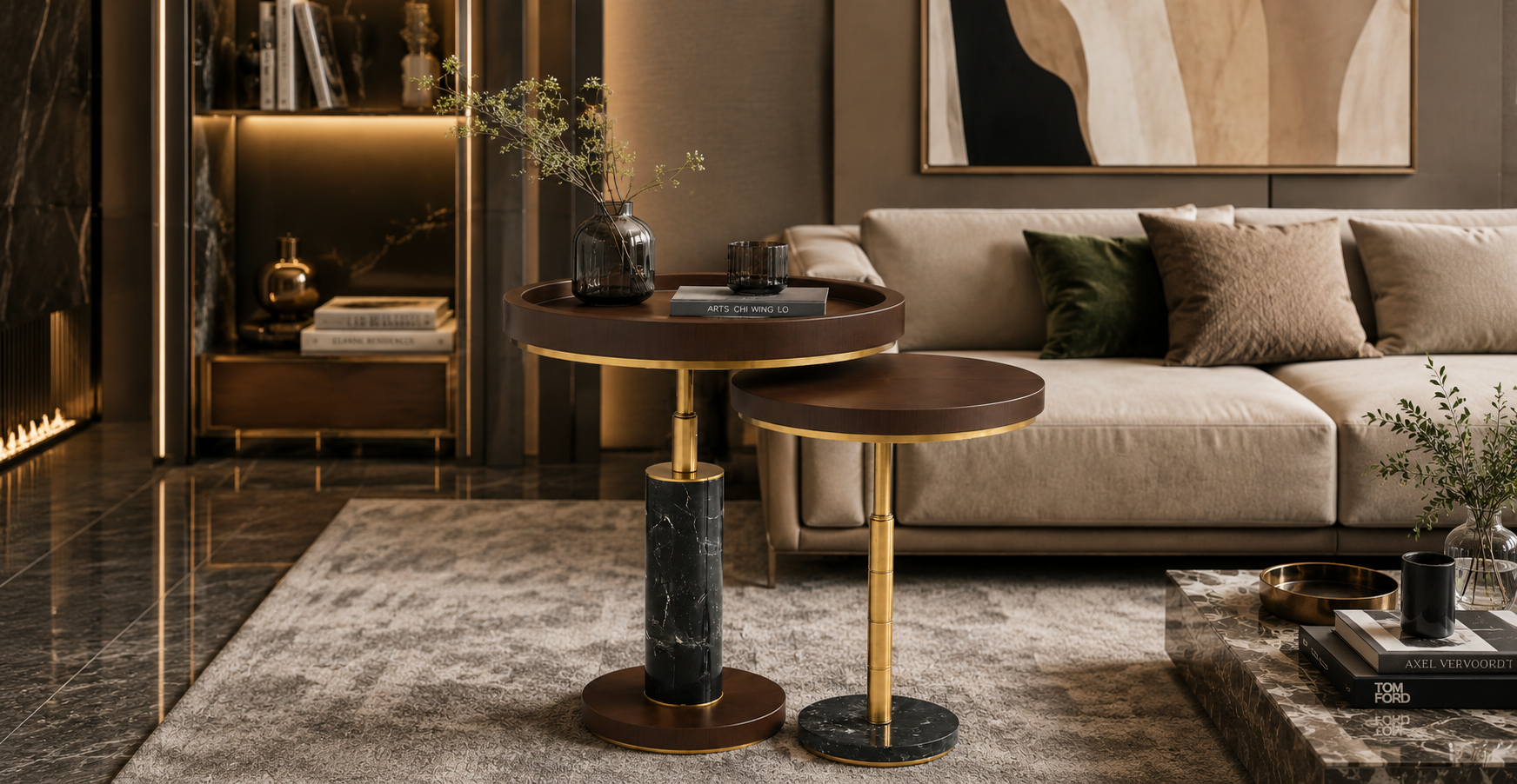 Aurelia Noir Nesting Table