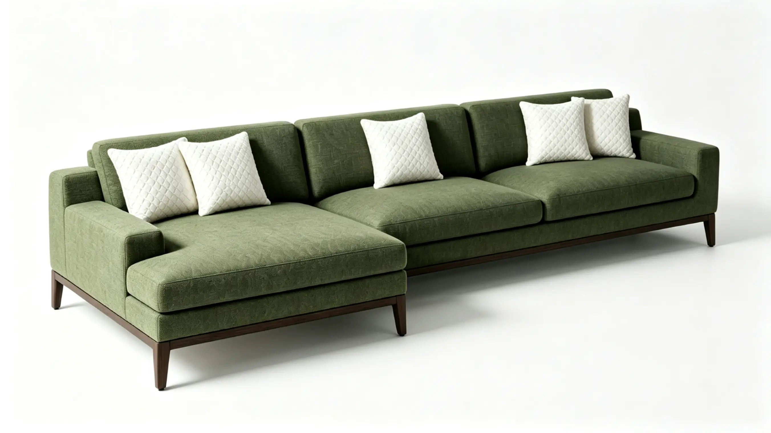 VERDANO Luxury L-Shaped Modular Sofa with Premium Olive Green Performance Fabric and Solid Oak Legs by MERAKI — side view
