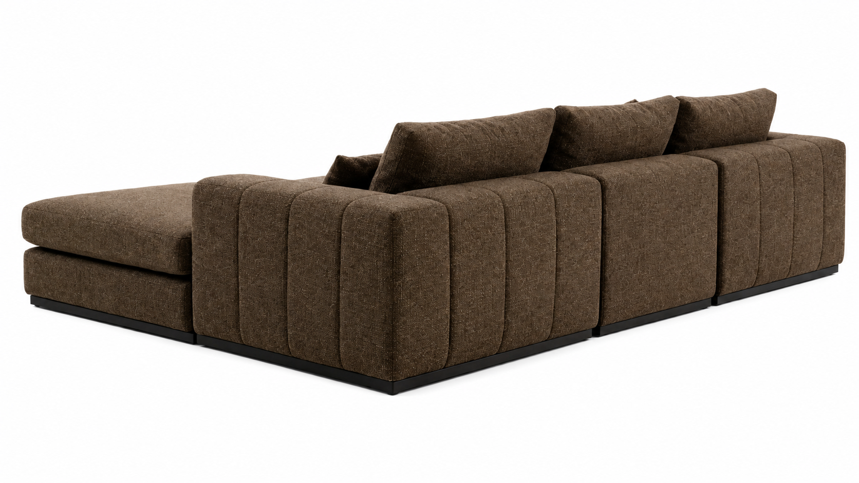 TORVIAN Contemporary Modular Sofa with Cocoa Brown Performance Fabric and Matte Black MS Plinth Base by MERAKI — side view