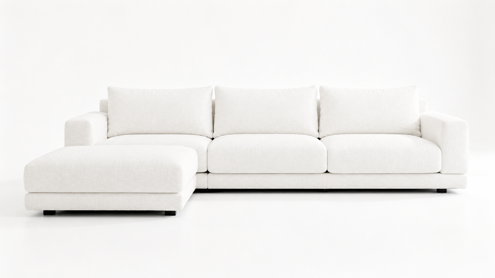 ZAVERO Luxury Modern L-Shaped Modular Sofa with Warm Taupe Performance Fabric and Matte Black MS Legs by MERAKI — front view