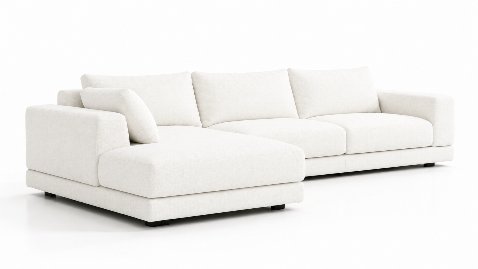 ZAVERO Luxury Modern L-Shaped Modular Sofa with Warm Taupe Performance Fabric and Matte Black MS Legs by MERAKI — side view