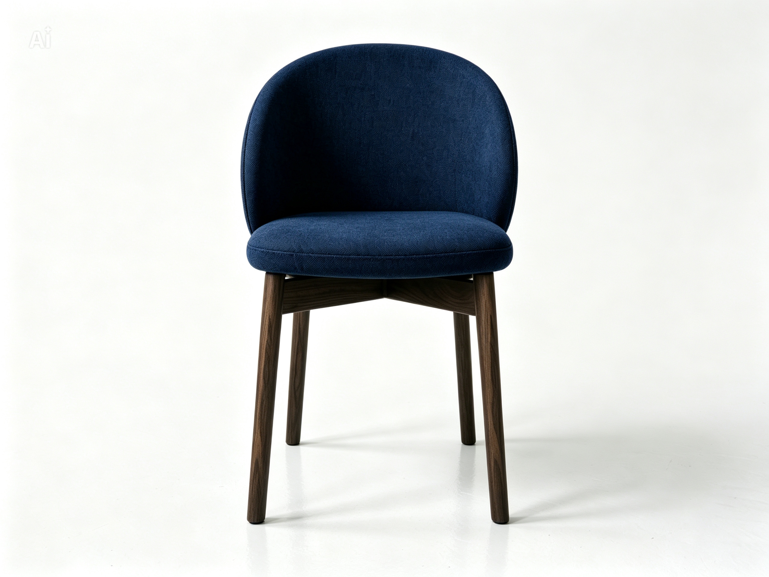NAVERO Luxury Solid Oak Dining Chair with Curved Upholstered Backrest and Midnight Blue Performance Fabric by MERAKI — front view