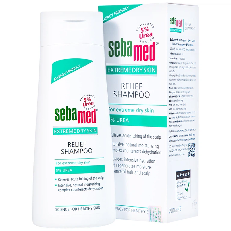 Dầu gội đầu Extreme Dry Skin Relief Shampoo 5% Urea Sebamed giảm khô, ngứa (200ml)