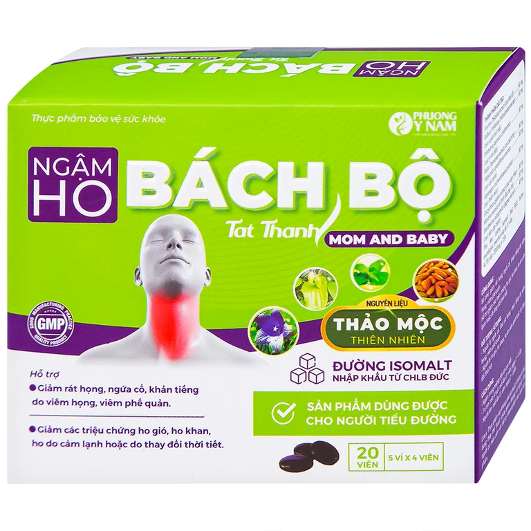 Kẹo Ngậm Ho Bách Bộ Mom and Baby Tất Thành (5 vỉ x 4 viên)