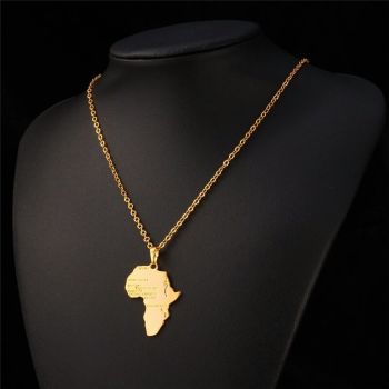 Chaîne et pendentif "carte de l'Afrique" plaqués OR
