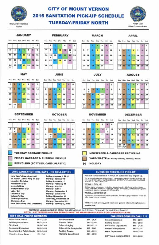 Mount Vernon Restores Alternate Side Parking, Garbage PickUp Schedule