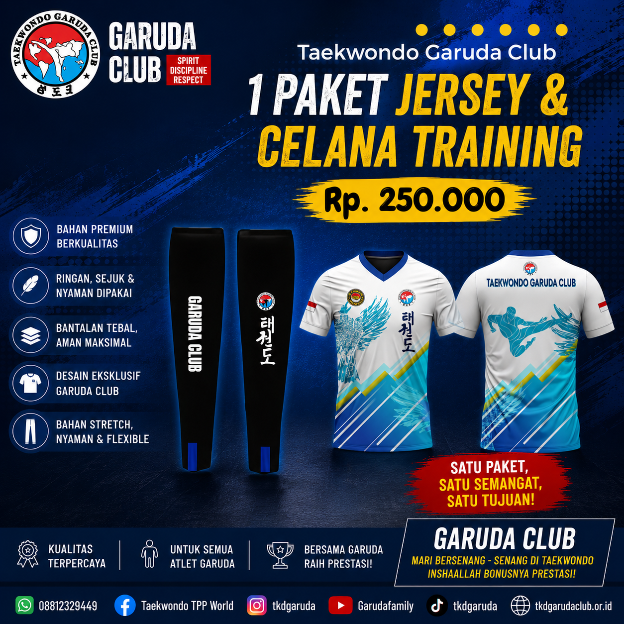 PAKET JERSEY PUTIH GARUDA CLUB & CELANA TRAINING