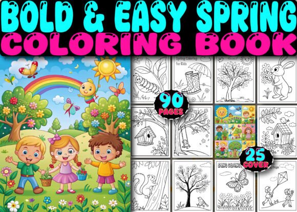 Bold & Easy Spring Coloring Book Cover