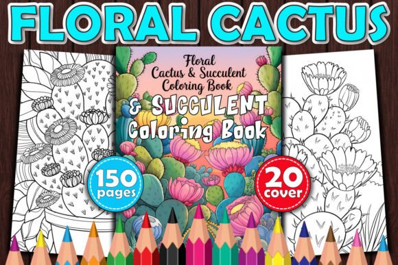 Floral Cactus Coloring Book Cover
