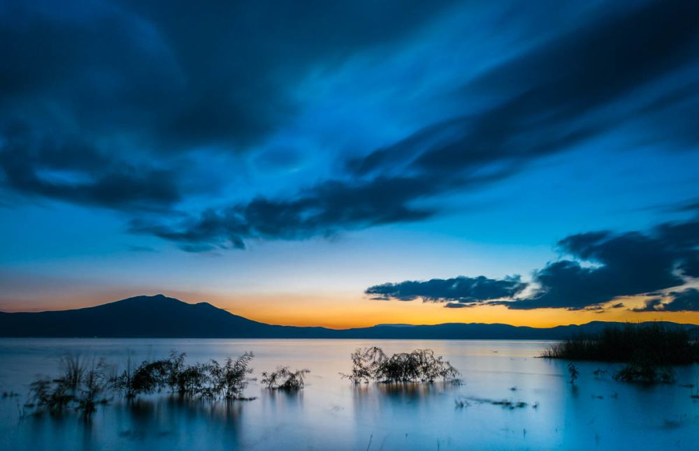 Blue Lake Chapala Winter Sunset
