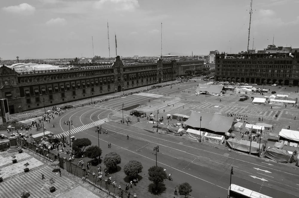 View of Mexico City's Zócalo from the roof of the cathedral.