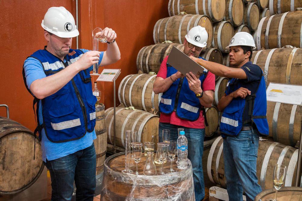Jesús Reza with the House of Blues blend together a special tequila in Arandas, Jalisco, Mexico, for the House of Blues 25th anniversary.