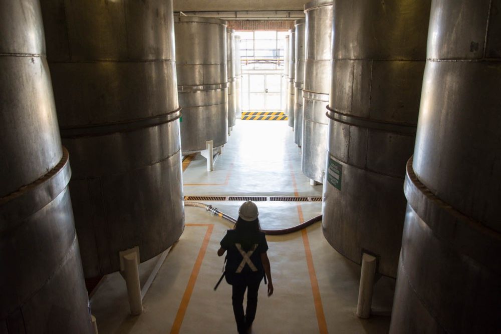 Fermentation tanks in the Tequila Cazadores distillery in Arrandas, Jalisco, Mexico.