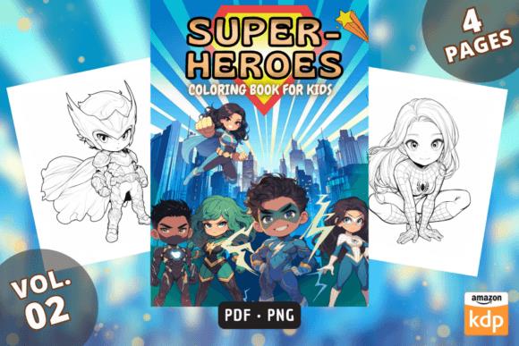 Superhero Coloring Book Cover with Dynamic Superhero Characters