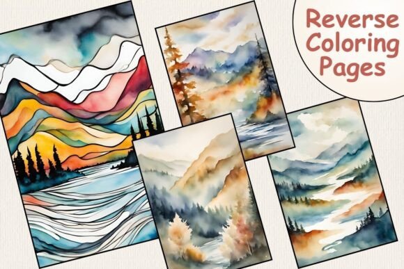 Vibrant Landscape Reverse Coloring Pages