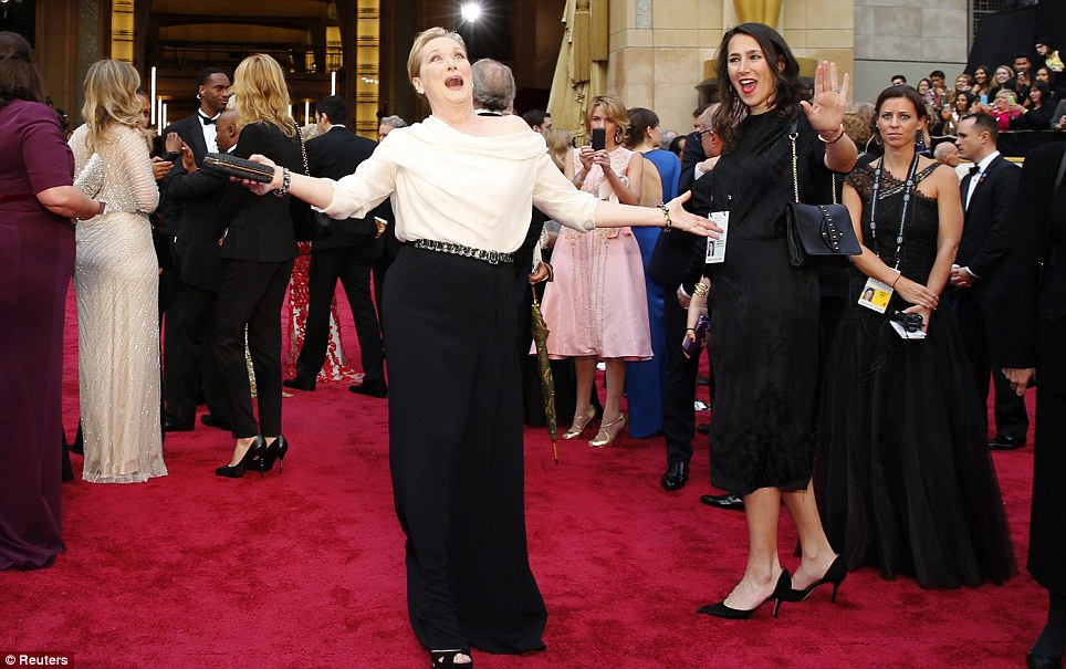 In relaxed spirits: Not a favourite to win this year, Meryl looked thrilled to be on the carpet