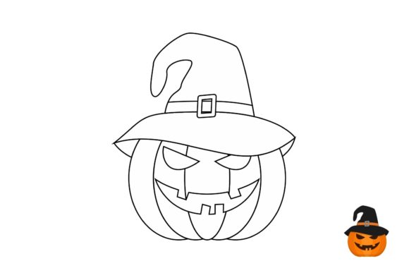 Halloween Pumpkin Witch Coloring Page