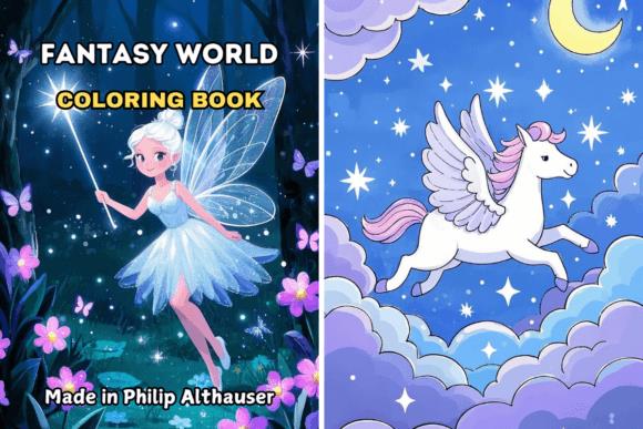 Fantasy World Coloring Book Cover