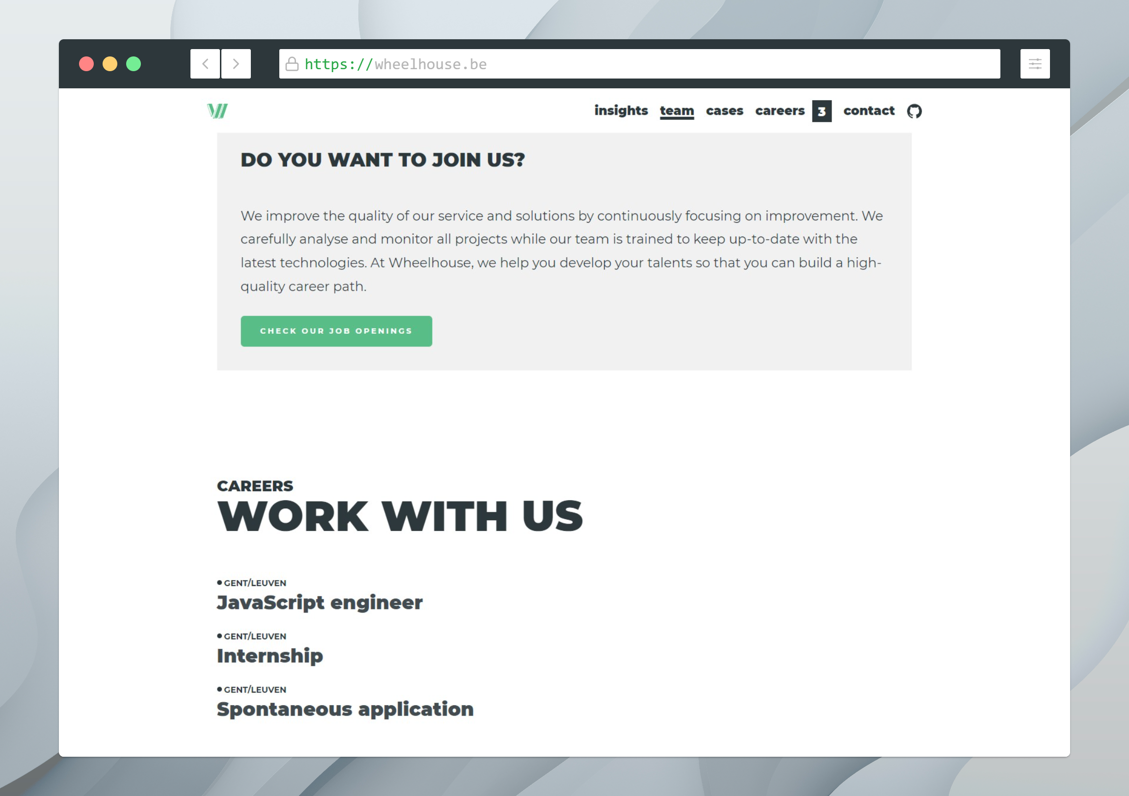 Wheelhouse website: jobs