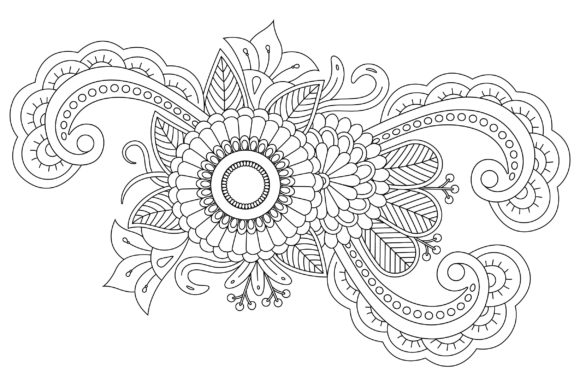 Intricate floral coloring page design