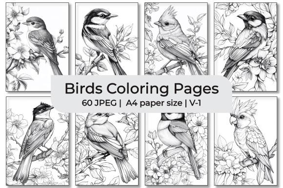Birds and Flowers Coloring Pages