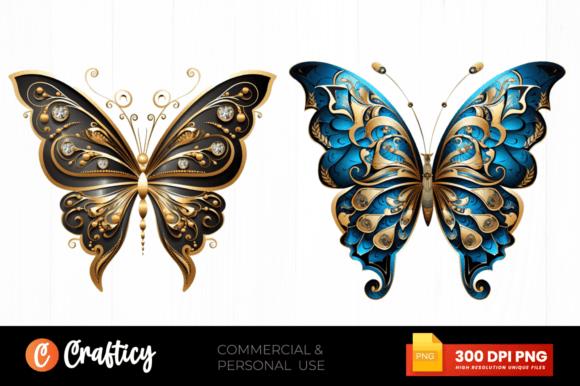 Gold and Blue Butterfly Clipart Design