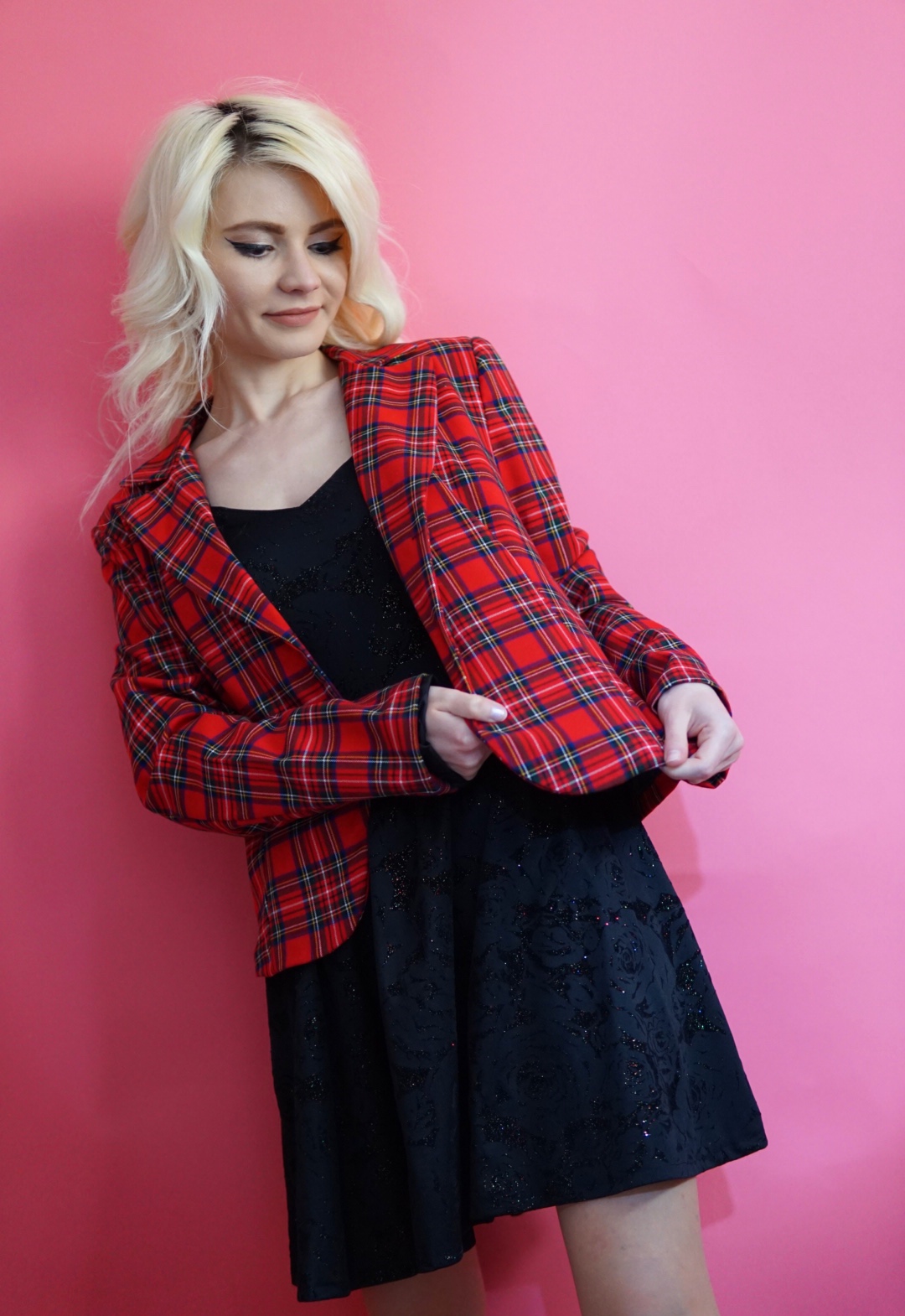 Sacou roșu cadrilat