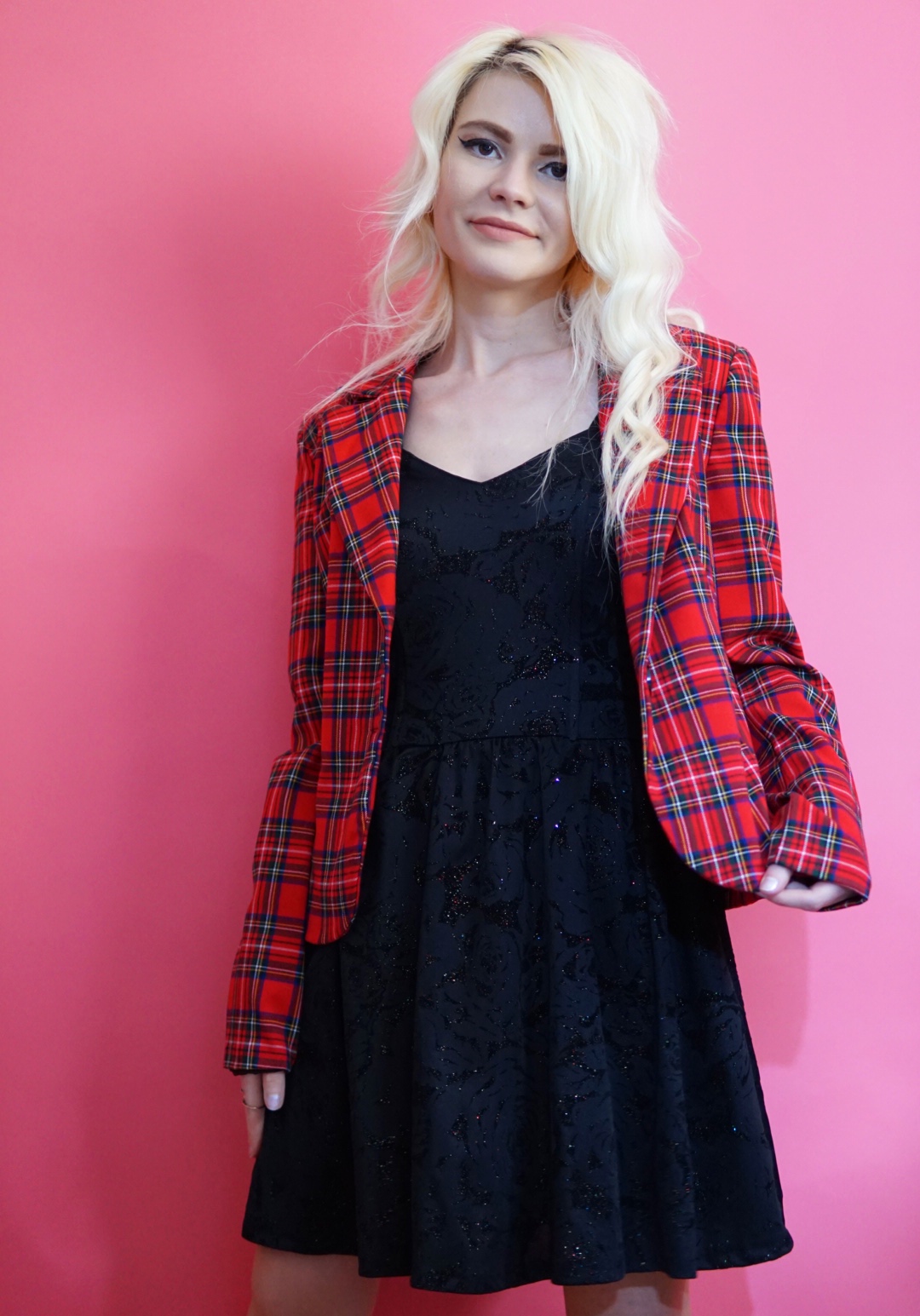 Sacou roșu cadrilat