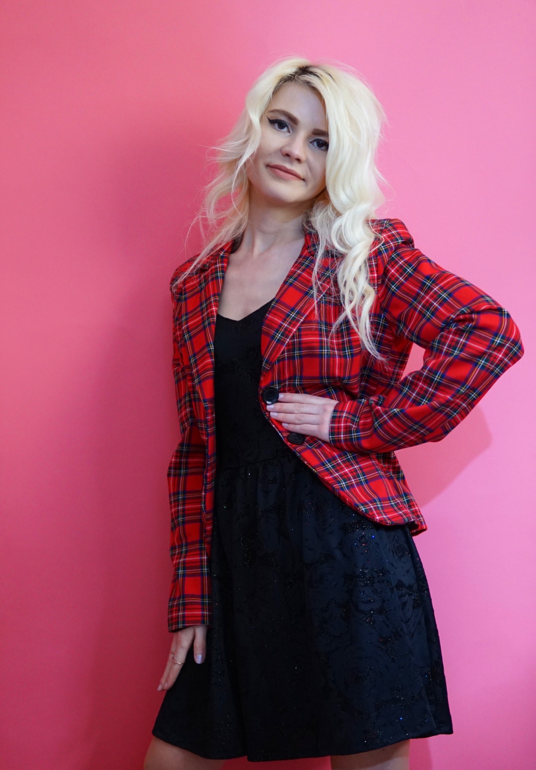 Sacou roșu cadrilat