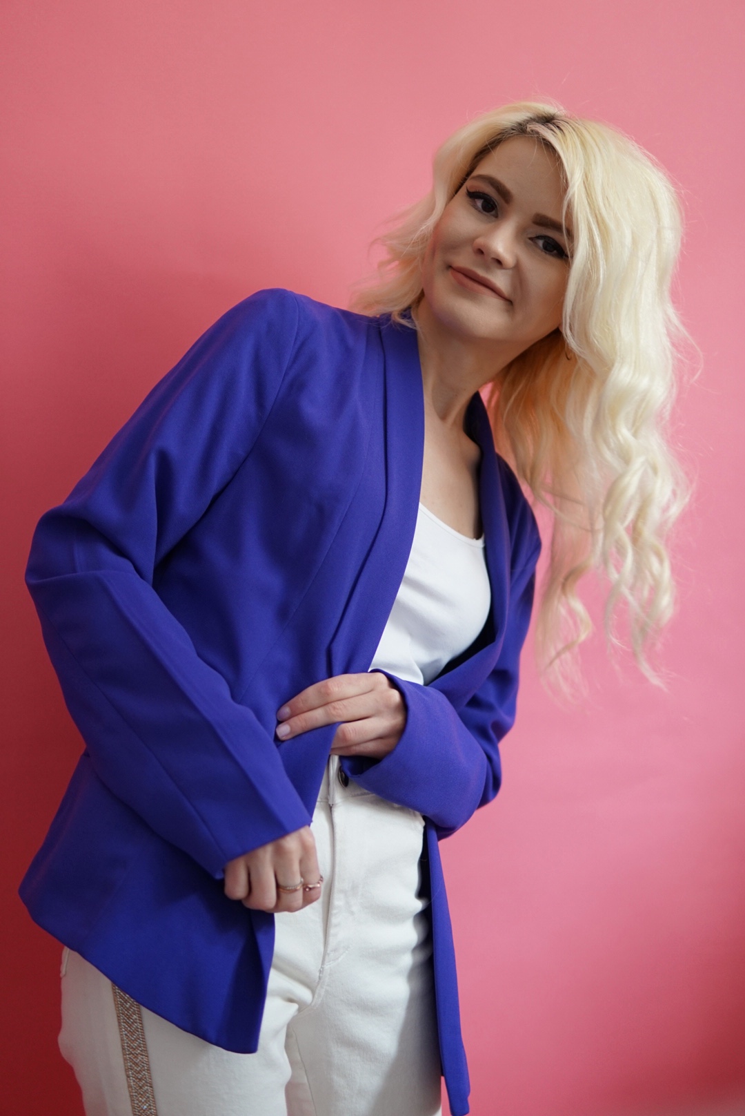 Sacou mov cu buzunare