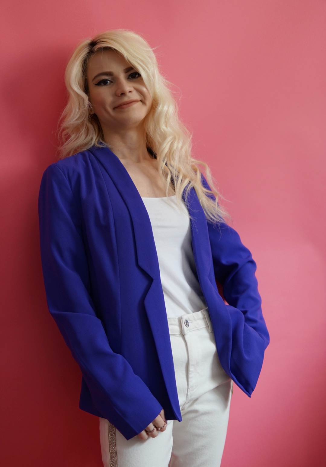 Sacou mov cu buzunare