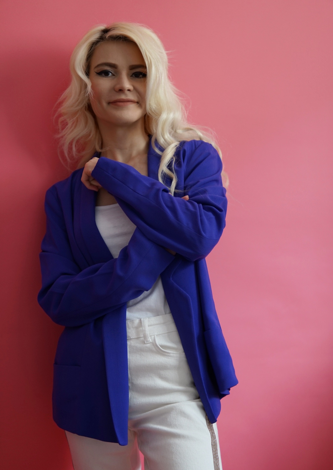 Sacou mov cu buzunare