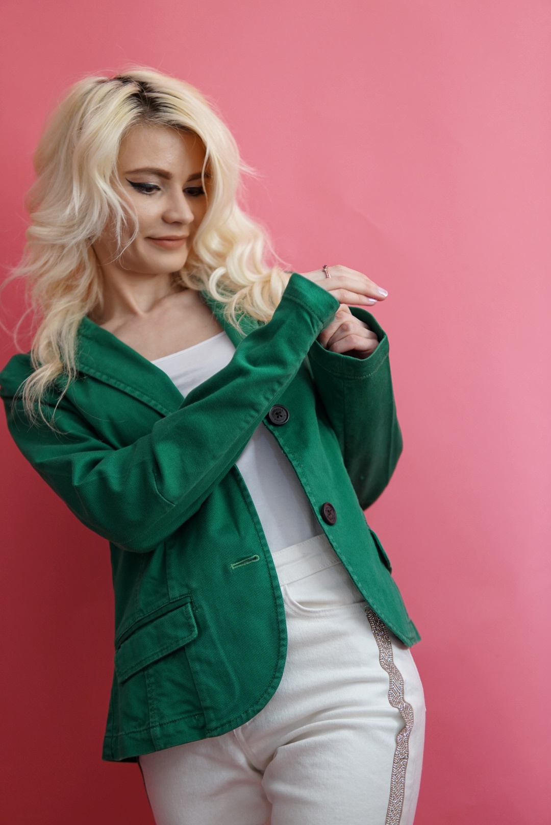 Sacou verde cu nasturi