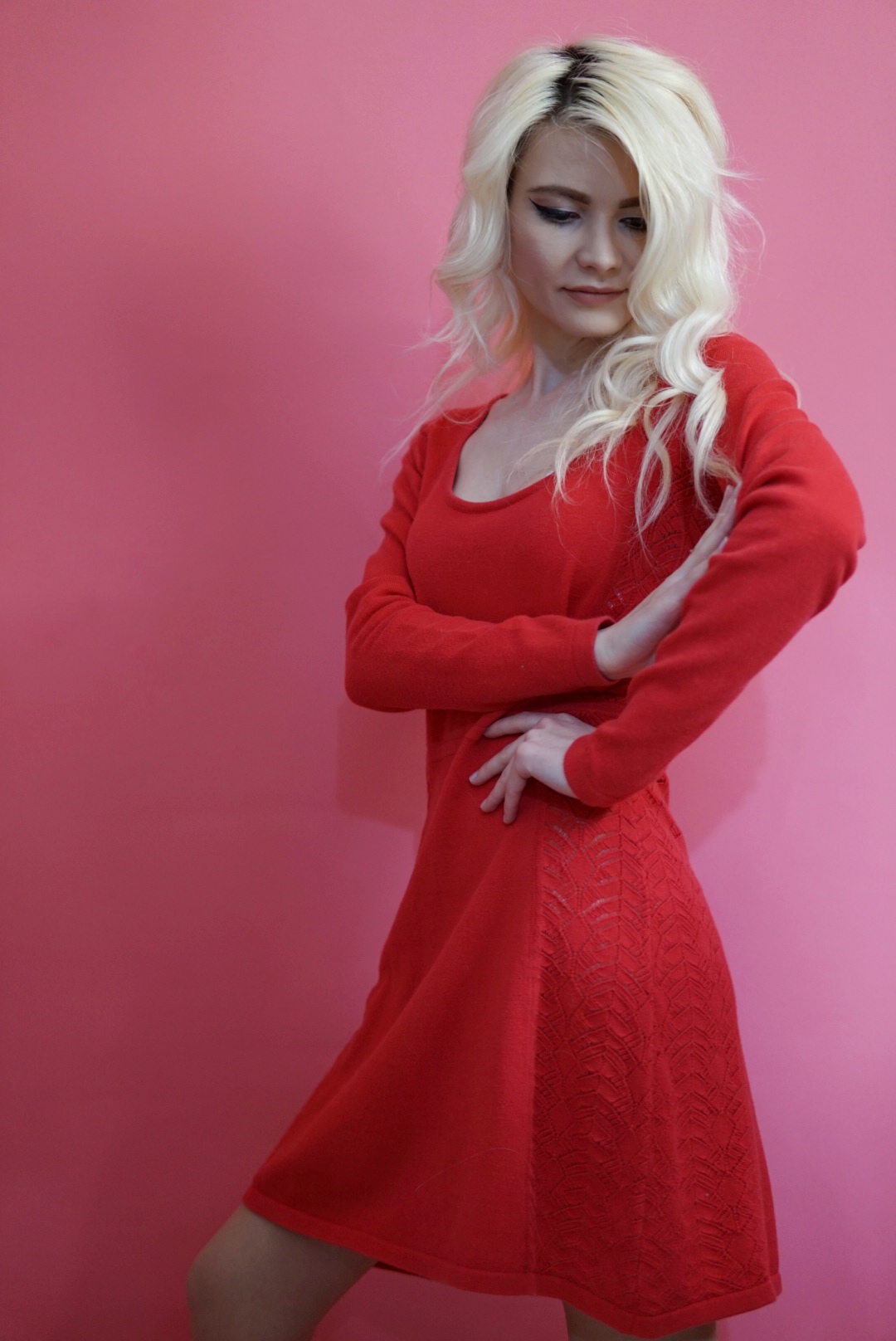 Rochie roșie cu model