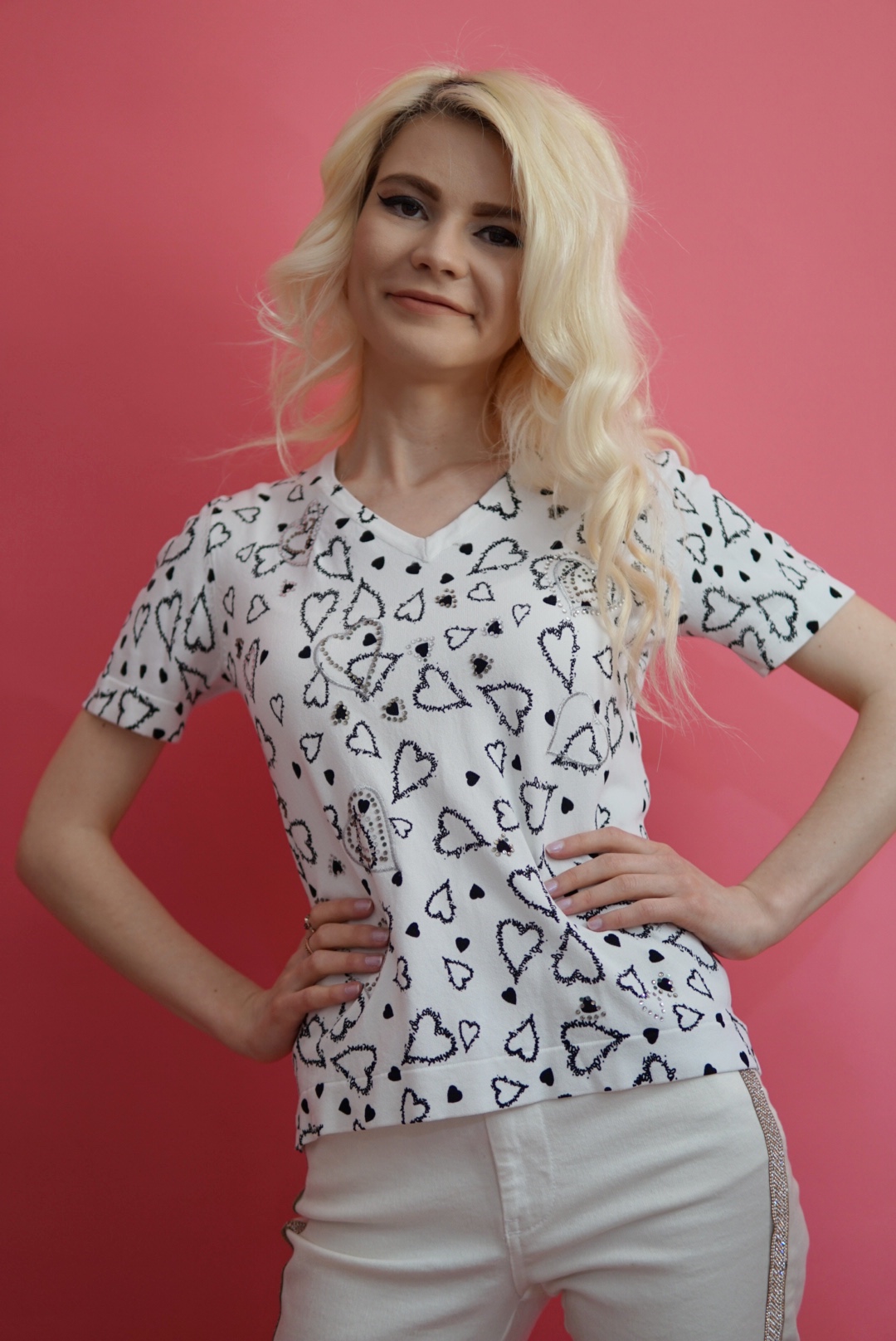 Bluză albă cu printuri