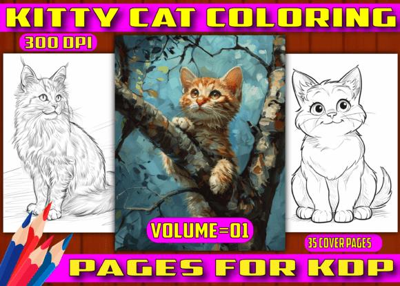 Kitty Cat Coloring Book Cover with Three Unique Cat Illustrations