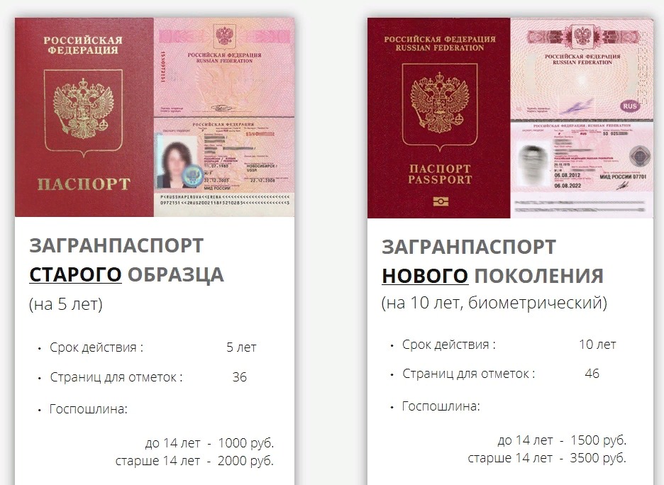 Рис.4. Загранпаспорт старого и нового образца