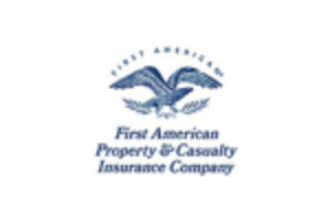 White silhouette of an eagle on a blue background - First American Property & Casualty Insurance Company logo