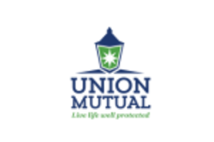 Green and blue Lamp with caption text "Union Mutual Live life well protected".  Union Mutual of Vermont Logo